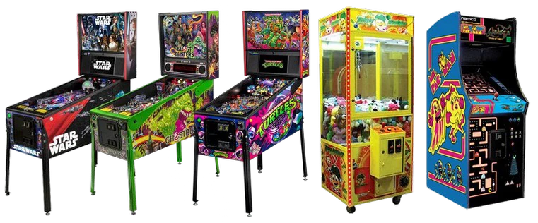 A selection of colorful arcade games